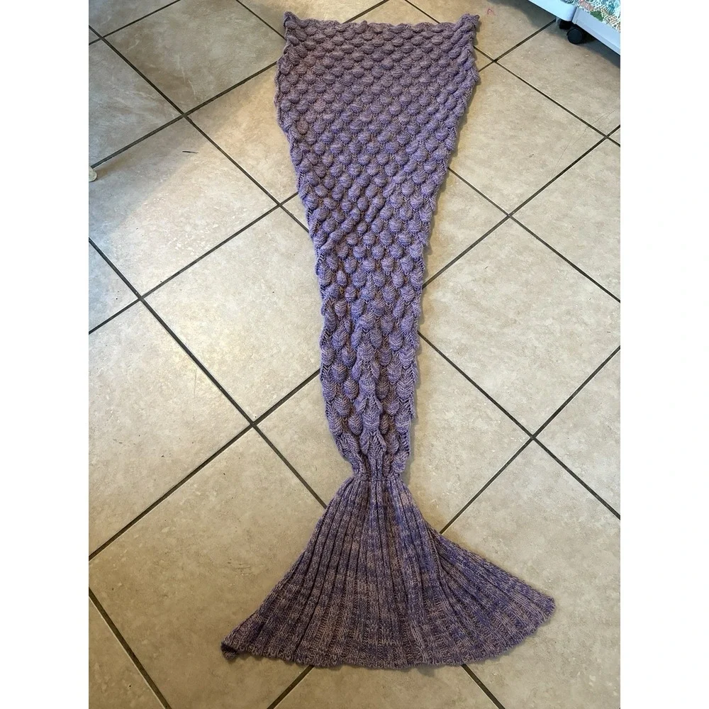 Handmade Crocheted Chunky Warm Soft Mermaid Tail Purple 77